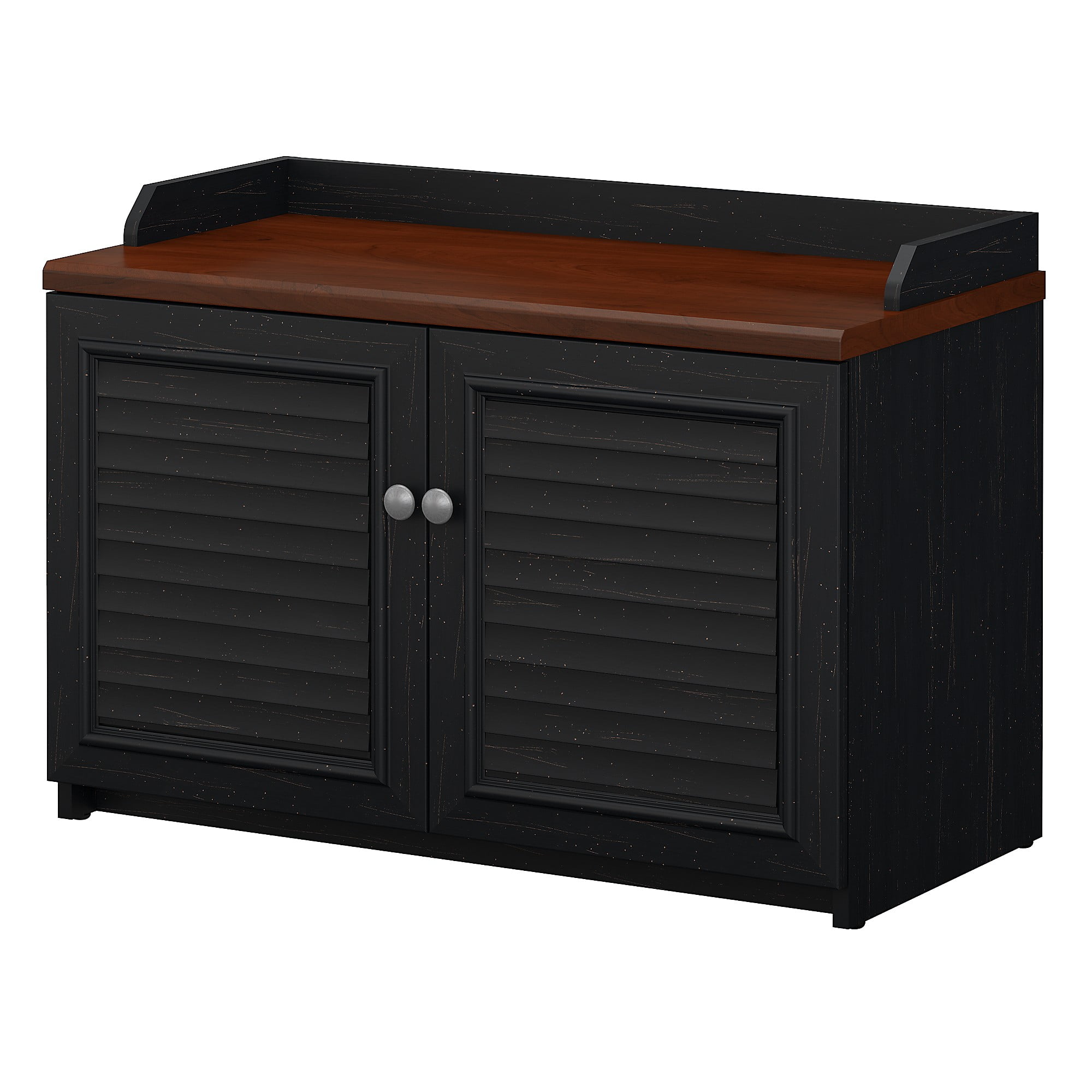 Bush Furniture Fairview Shoe Storage Bench in Antique Black and Hansen