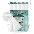 thumbnail image 2 of Turquoise Dragonfly No Hook Shower Curtain Waterproof, Bathroom Curtains with Snap in Liners and See Through Top Window, Country Gradient Black Animals Hotel Style Bathtub Curtains Shower 48"Wx72"L, 2 of 8
