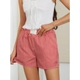 thumbnail image 4 of Argulvti Women's Polyester Loose Shorts Stripe High Elastic Waist Short Pants Summer Casual Shorts, 4 of 7