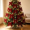 thumbnail image 5 of 12pc Red Velvet Christmas Bows Ornaments for Wreath Tree Garland Mantel Gift Box Holiday Decor, 5 of 7