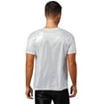 thumbnail image 2 of Alvivi Men's Glitter Metallic Rave Shirt Short Sleeve Crewneck Pullover Party T Shirt Top Silver M, 2 of 7