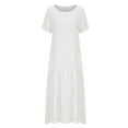 thumbnail image 4 of Pejock Summer Dresses for Women 2023 Short Sleeve Solid Soft Comfortable Long Dress White XL (US Size:10), 4 of 5
