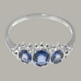 thumbnail image 5 of LBG British Made Real Solid 9k White Gold Natural Sapphire Womens Anniversary Ring - 33 size options - Size 6.25, 5 of 6