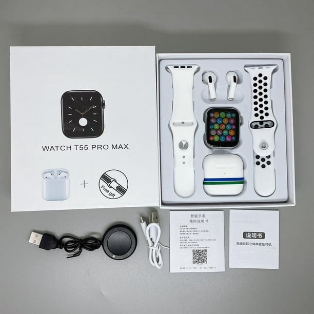 T55 Pro Max Smart Watch TWS Auriculares 2 En 1 BT Llamada Reloj Inteligente 1.7 Pulgadas