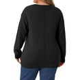 thumbnail image 3 of Agnes Orinda Plus Size Sweater for Women Long Sleeve V Neck Fall Knit Casual Basic Pullover Sweater Tops 1X Black, 3 of 6