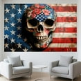 thumbnail image 2 of 7x5ft Skeleton Wall Backdrop Retro Floral Skull Art American Flag Nature Plants Flower Skeletal Party Photography Background for Halloween Banner Photo Studio Props, 2 of 5