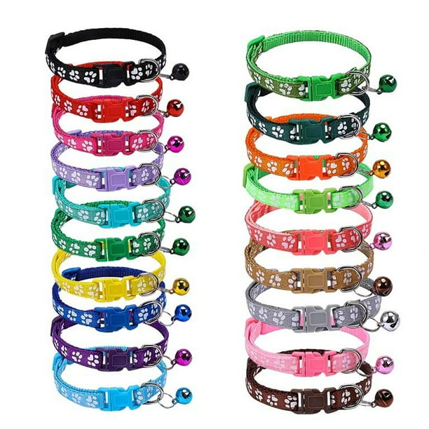 Puppy Collars, 19Pcs Whelping Puppy ID Collars with Bell Adjustable , Soft Nylon Litter