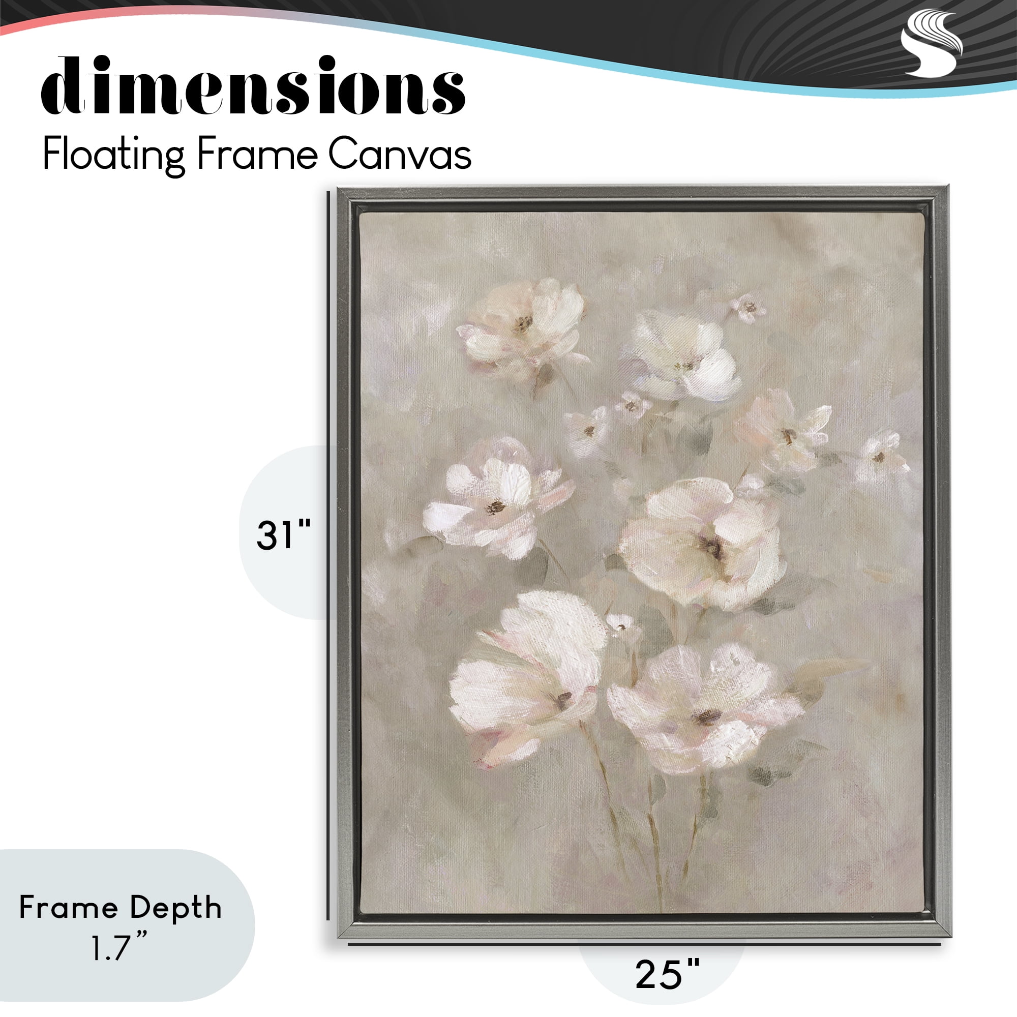Stupell Industries Blush Florals over Beige Gray Framed Floater Canvas Wall Art, design by Carol Robinson