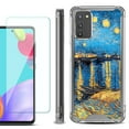 thumbnail image 1 of Shockproof Bumper Phone Case for Samsung Galaxy A03s, with Tempered Glass Screen Protector, by OneToughShield ® - Starry Night Rhone, 1 of 4