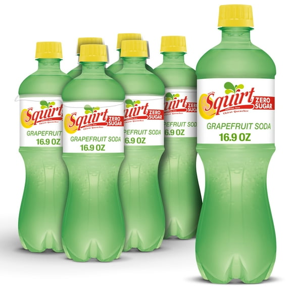 Squirt Zero Sugar Grapefruit Soda Pop, 16.9 fl oz, 6 Pack Bottles