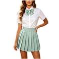thumbnail image 3 of Pleated Skirt for Women Ihhxva High Waist A-Line School Uniform Mini Flared Cute Plaid Stretchy Cotton Casual Daily Office Wear Summer XS-3XL, 3 of 9