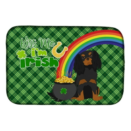 

Black and Tan Cavalier Spaniel St. Patrick s Day Dish Drying Mat 14 in x 21 in
