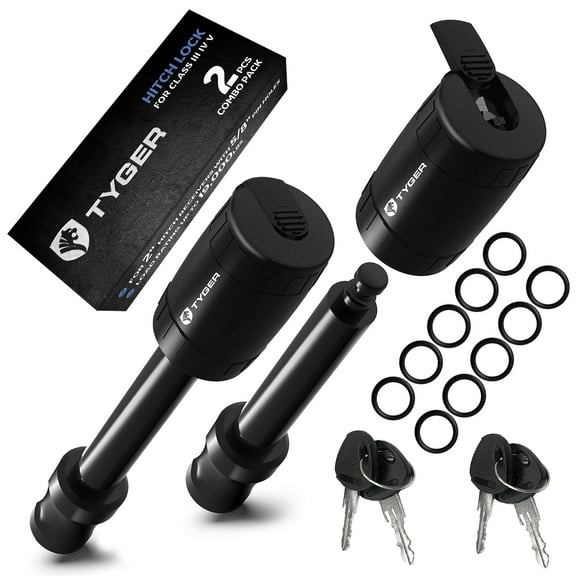 Tyger Auto Solid Trailer Hitch Lock Pin with Locking Key - for 5/8 inch Pin Holes on 2 inch Receivers | Two-Pack Combo | Class III IV V | 19,000 lb Load Rating | TG-HL3U022B | Weatherproof Anti-Theft
