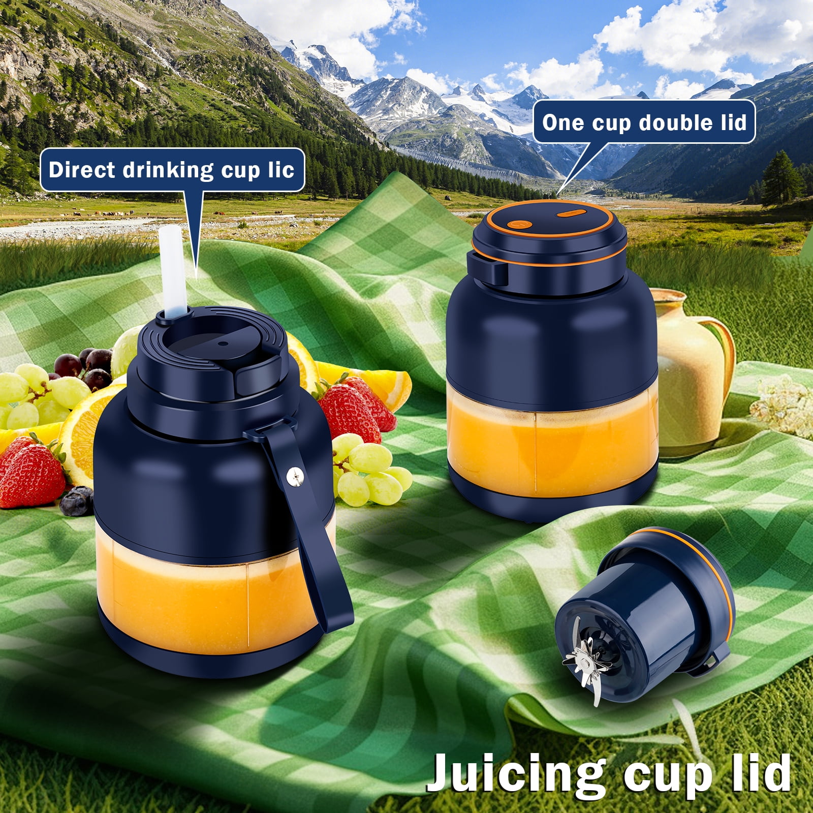 Xiwern Electric Juicer Cup Portable Mixer Juice Extractor Sport Water Bottle-Blue