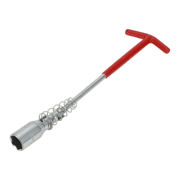Unique Bargains T-Handle Spark Plug Socket Wrench Spanner Socket Remover for Car Motorcycle Lawn Mower High Carbon Steel 315x87mm 1 Pcs Red,Silver Tone Hexagon 21mm