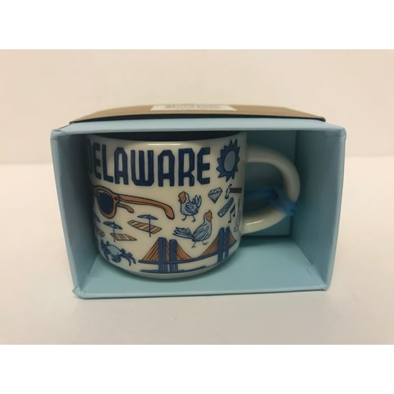 Starbucks DELAWARE Been There Series Across The Globe Collection Ceramic Mug Ornament 2oz