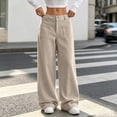 thumbnail image 2 of WULMLEO Womens Corduroy Pants Low Rise Wide Leg Cargo Bottoms Casual Baggy Lounge Tousers Office Business Work Pant with Pockets Beige 2XL, 2 of 7