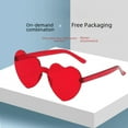 thumbnail image 3 of One-piece love heart glasses candy color one-piece frameless sunglasses heart-shaped sun protection sunglasses-Blue film, 3 of 5