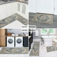 thumbnail image 6 of Bohemian Blue Floral Patterned Carpet Kitchen Rugs and Mats Sets Of 2,Kitchen Decoration Rugs,Rubber Backing Non-Slip Floor Mat for Sink Washable Waterproof Laundry Room Runner Rugs, 6 of 7