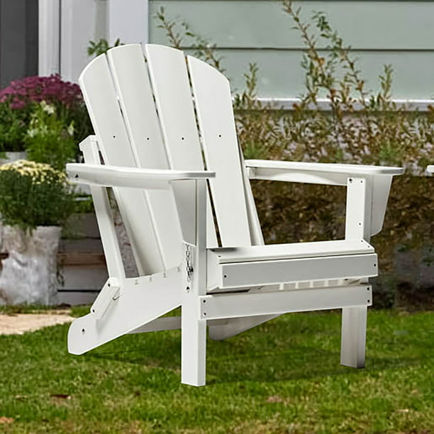 Braxton Folding Plastic Adirondack, White Plastic Outdoor Patio Chairs