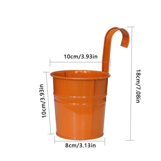 10Pcs Metal Hanging Flower Pots Multi-color Iron Buckets for Balcony Garden Planter Decor