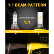 AUXITO H11/H8/H16 LED Fog Light Bulbs or DRL, 6000 Lumens 3000K Amber Yellow Light, CSP LED Chips Fog Lamps Replacement for Cars , Pack of 2)
