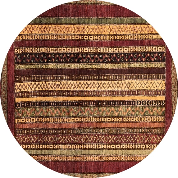Ahgly Company Indoor Round Abstract Brown Modern Area Rugs, 4' Round