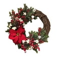 thumbnail image 2 of Christmas Wreath for Front Door,Artificial Christmas Wreath Decorated with Poinsettia and Grapevine Farmhouse Design for Vintage Christmas Home Decoration Indoor Outdoor Wall Fireplace Hanging Decor, 2 of 6