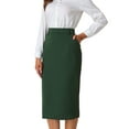 thumbnail image 4 of INSPIRE CHIC Stylish Women's Pencil Skirt with High Waist and Split Back for Work and Casual Wear 2XL Dark Green, 4 of 5