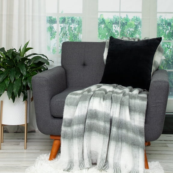 Nassau Collection Woven Solid Velvet Square Throw Pillow - 18" - Black