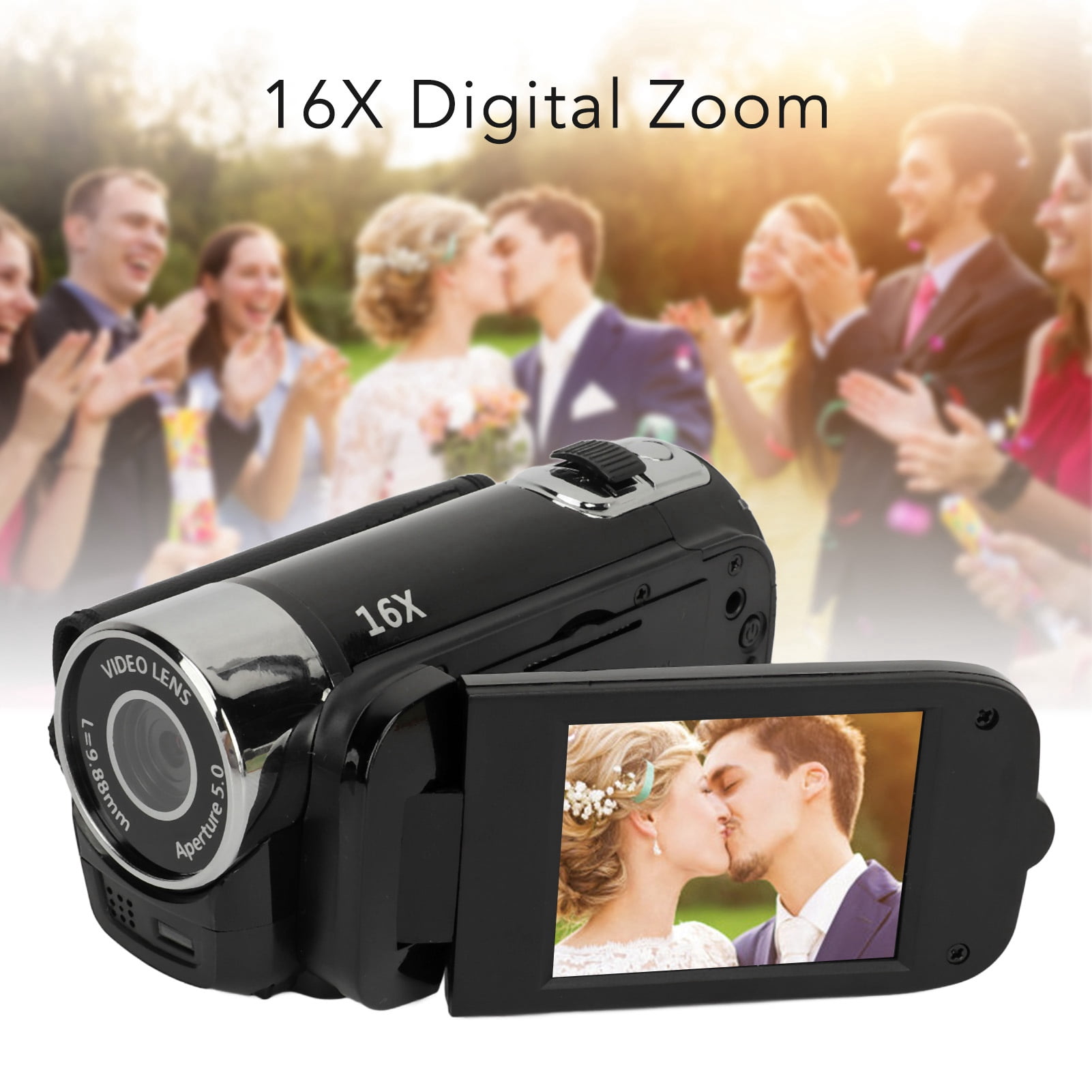Digital Camera,Digital Camera 2.4 Inch Rotatable Screen Camcorder 16X Zoom HD Video Recorder with Fill Light, Anti Shake,Portable Video Recorder for Boys Girls D90 1080P 16MP (Black)