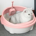 thumbnail image 5 of LIORAGLJ 13.78x12.99x6.3 inch Open-Style Pet Litter Box Semi-Enclosed Detachable, Plastic Cat Toilet Odor-Proof for Small Spaces, Simple Installation and Cleaning （Pink）, 5 of 6