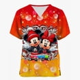 thumbnail image 4 of Camiseta de enfermera de uniforme de mujer para trabajo de enfermería, camiseta de Disney Mickey Mouse con estampado navideño de feliz Navidad, manga corta, cuello en V, patrón divertido festivo, 4 of 4