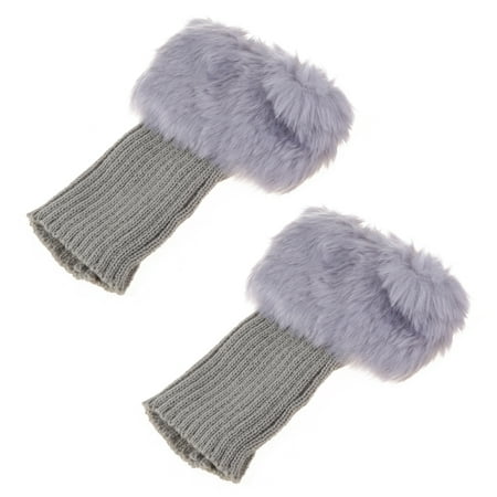 

Womens Winter Warm Crochet Knit Fur Trim Leg Warmers Cuffs Toppers Boot Socks