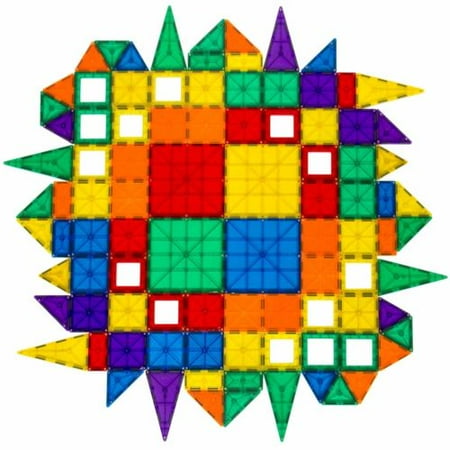 100 Piece Toy - 100-piece Clear Assorted Colors 3D Magnetic Tiles, Educational STEM Toy Building Set