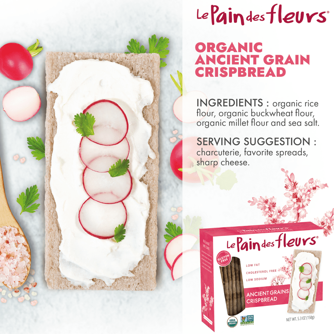 Le Pain des Fleurs Organic Crispbread, Ancient Grain | Gluten Free, Kosher, Vegan – 6 Pack (5.3 oz each)