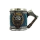 thumbnail image 2 of Taza de cerveza de acero inoxidable con diseño de calavera pirata misteriosa con relieve tridimensional vintage de Halloween, 2 of 5