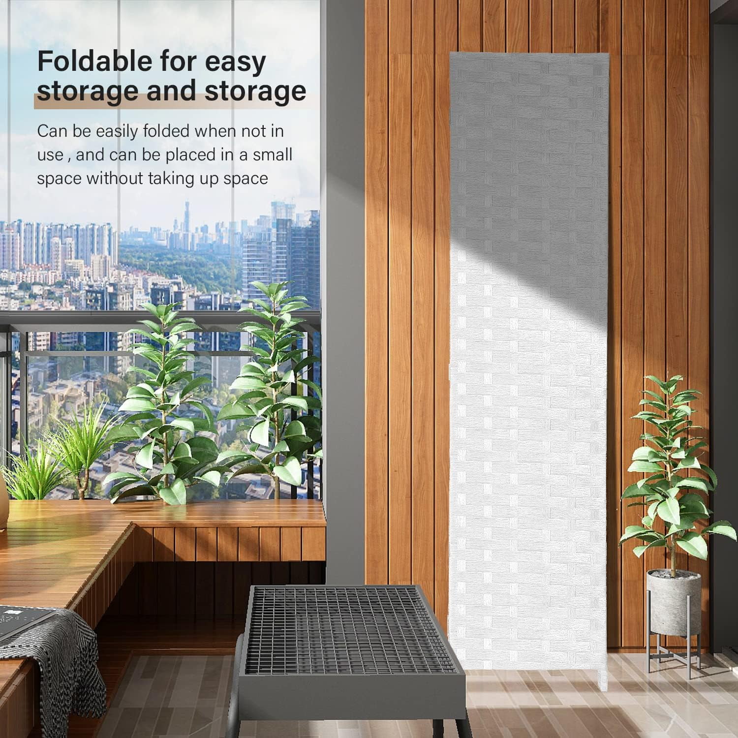 Dkelincs 4 Panel Room Dividers and Folding Privacy Screen Wooden Partition Wall Divider Portable Freestanding Privacy Wall, White
