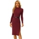 thumbnail image 1 of Vestido de Suéter de Punto con Cuello Alto para Mujer de Manga Larga Slim Fit Bodycon Lápiz Vestido rojo M, 1 of 6
