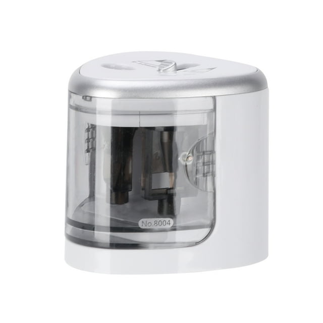 Multi-functional Automatic Electric Pencil Sharpener Battery Operated with 2 Holes(6-8mm / 9-12mm) for Home School Student Silver