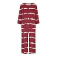 thumbnail image 4 of IROINNID 2PC Pajamas Set for Women Crewneck Long Sleeve Pullover with Casual Capri Homewear Comfortable Sleepwear Set,Burgundy, 4 of 5
