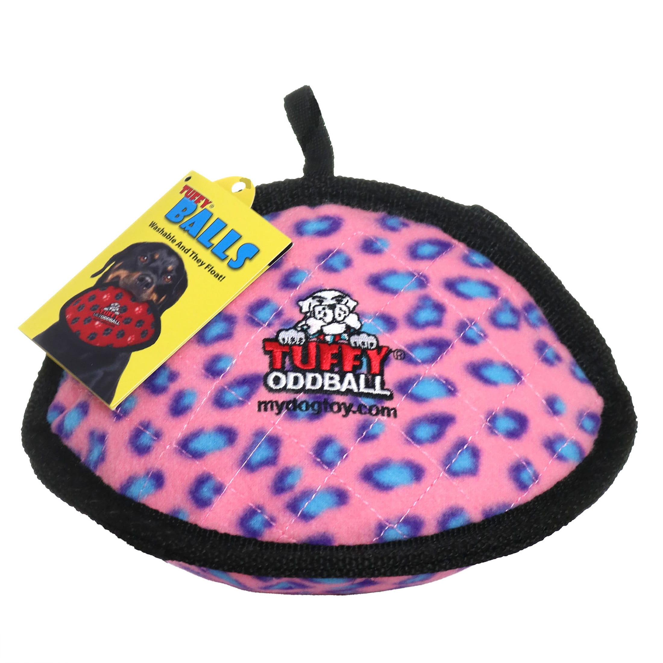 Tuffy Ultimate Odd Ball Pink Leopard Durable Plush Dog Toy