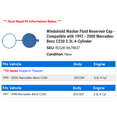 thumbnail image 2 of Windshield Washer Fluid Reservoir Cap - Compatible with 1997 - 2000 Mercedes-Benz C230 2.3L 4-Cylinder 1998 1999, 2 of 2
