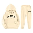thumbnail image 3 of Kiijoy Girls Sweatsuit Letter Print Hoodie and Sweatpants Outfit Set, Sizes 2-14, 3 of 3