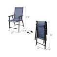thumbnail image 2 of Set of 2 Folding Chairs with Arms, Portable Patio Chairs, Sling Back Chairs for Lawn, Pool, Courtyard, Balcony & Garden (Blue), 2 of 5