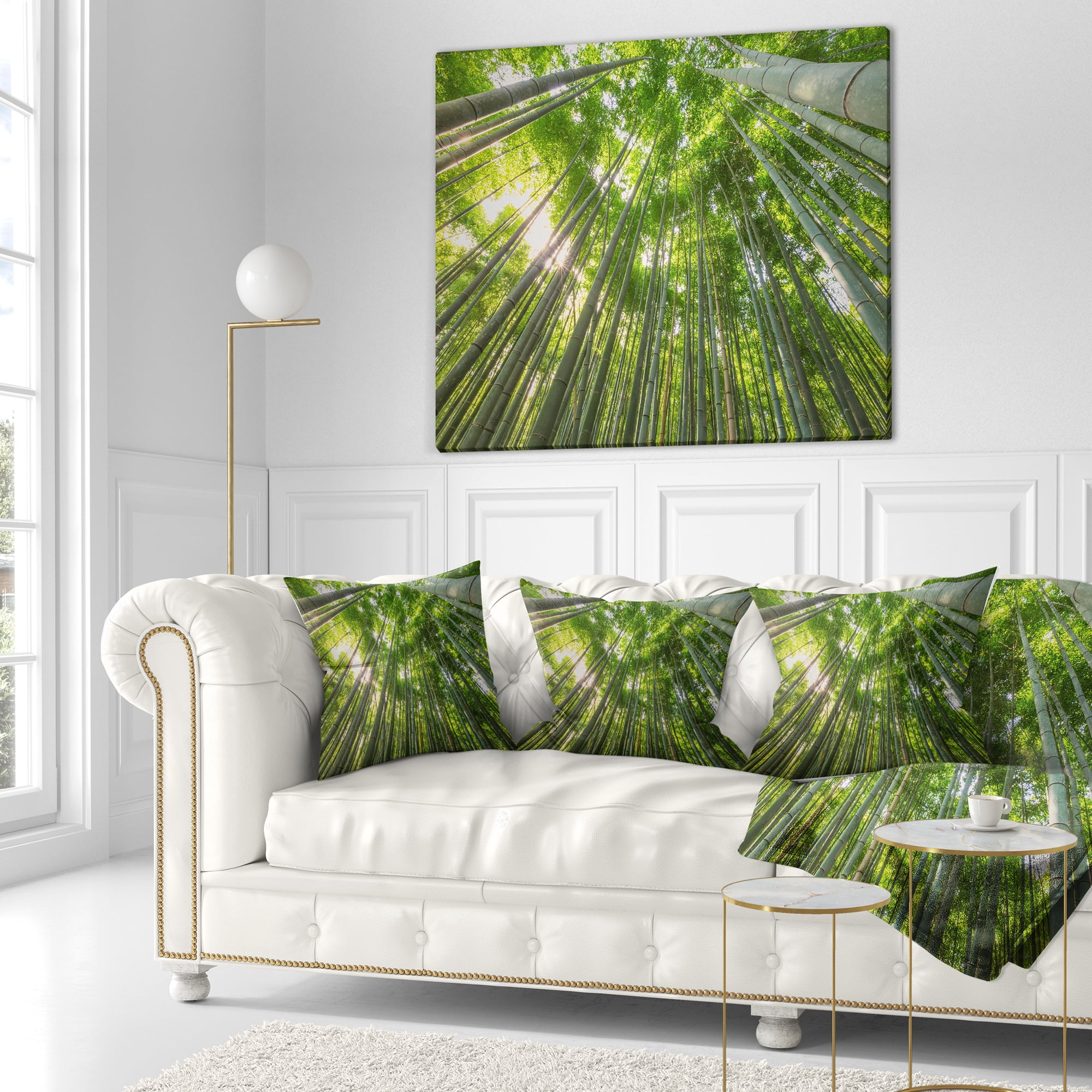 Designart Peaks of Bamboo in Kyoto Forest - Oversized Forest Throw Pillow - 18x18