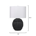 thumbnail image 3 of Lunar Table Lamp in Matte Black Porcelain w/ Drum Shade in White Linen, 3 of 5