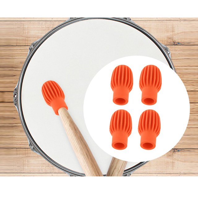Amortiguador de tambor silencioso 4 piezas Consejos de práctica de silencio Piezas de instrumentos para niños Baqueta Silent Silicone Stick - naranja