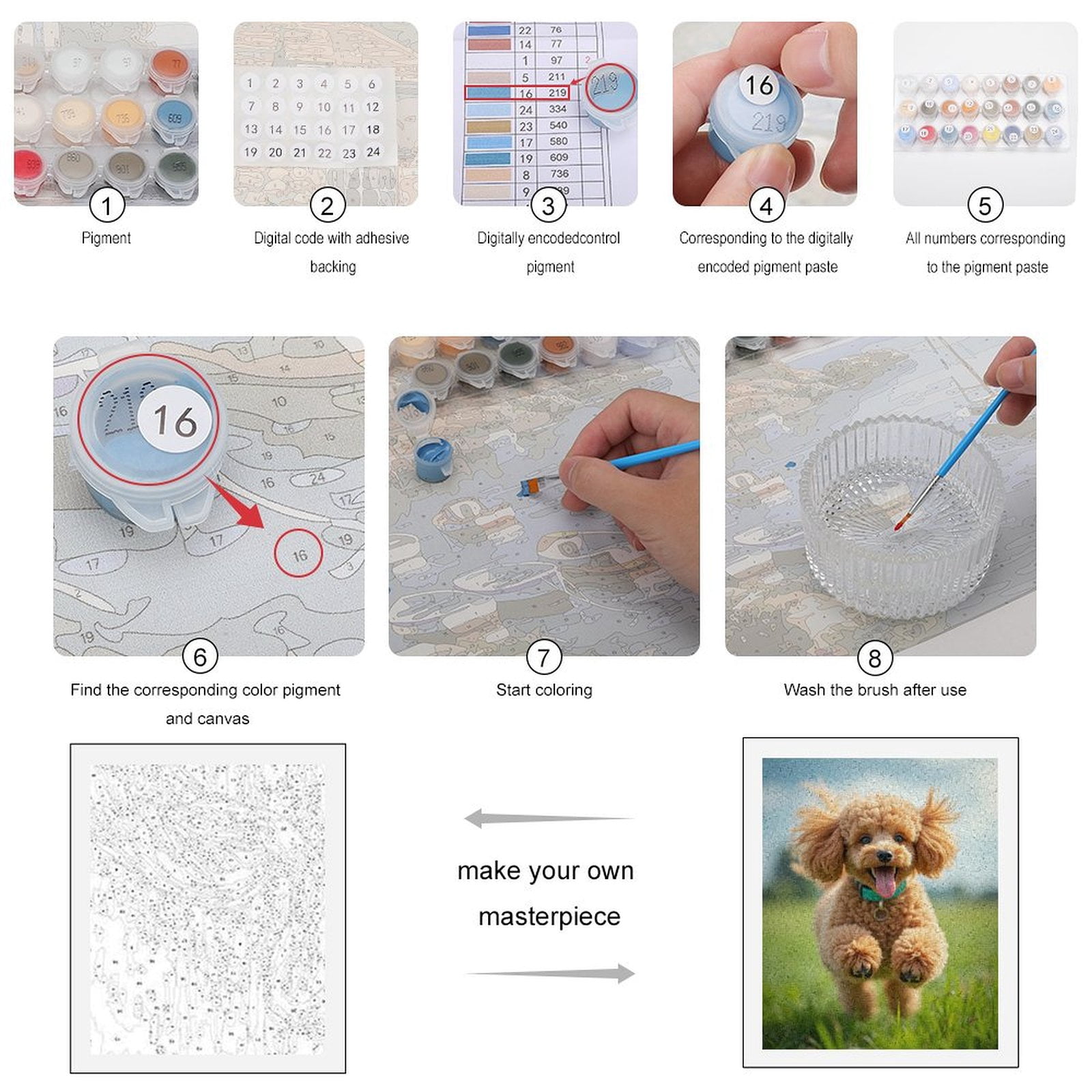 Paint by Numbers Kit for Adults, Happy Poodle Running In Park Paint by Numbers, Easy Paint by Numbers Kit for Adults Beginner, DIY Adult Paint by Number Kits on Canvas, Home Decor