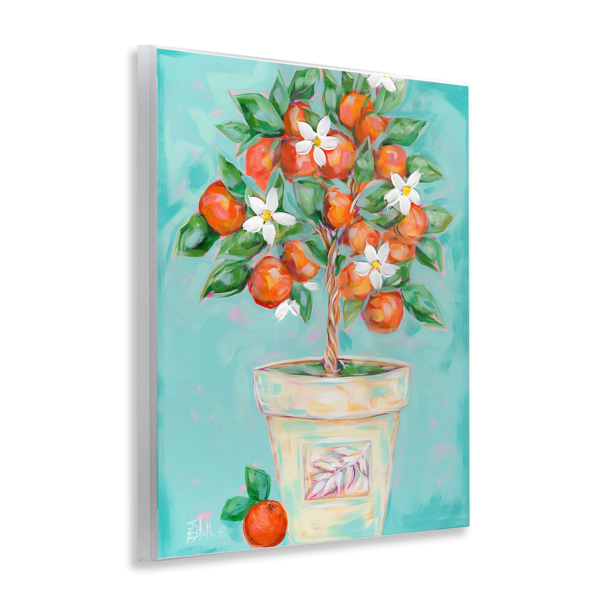 Stupell Industries Orange Blossom Clay Pot Food & Beverage Painting Unframed Art Print Wall Art, 11 x 14